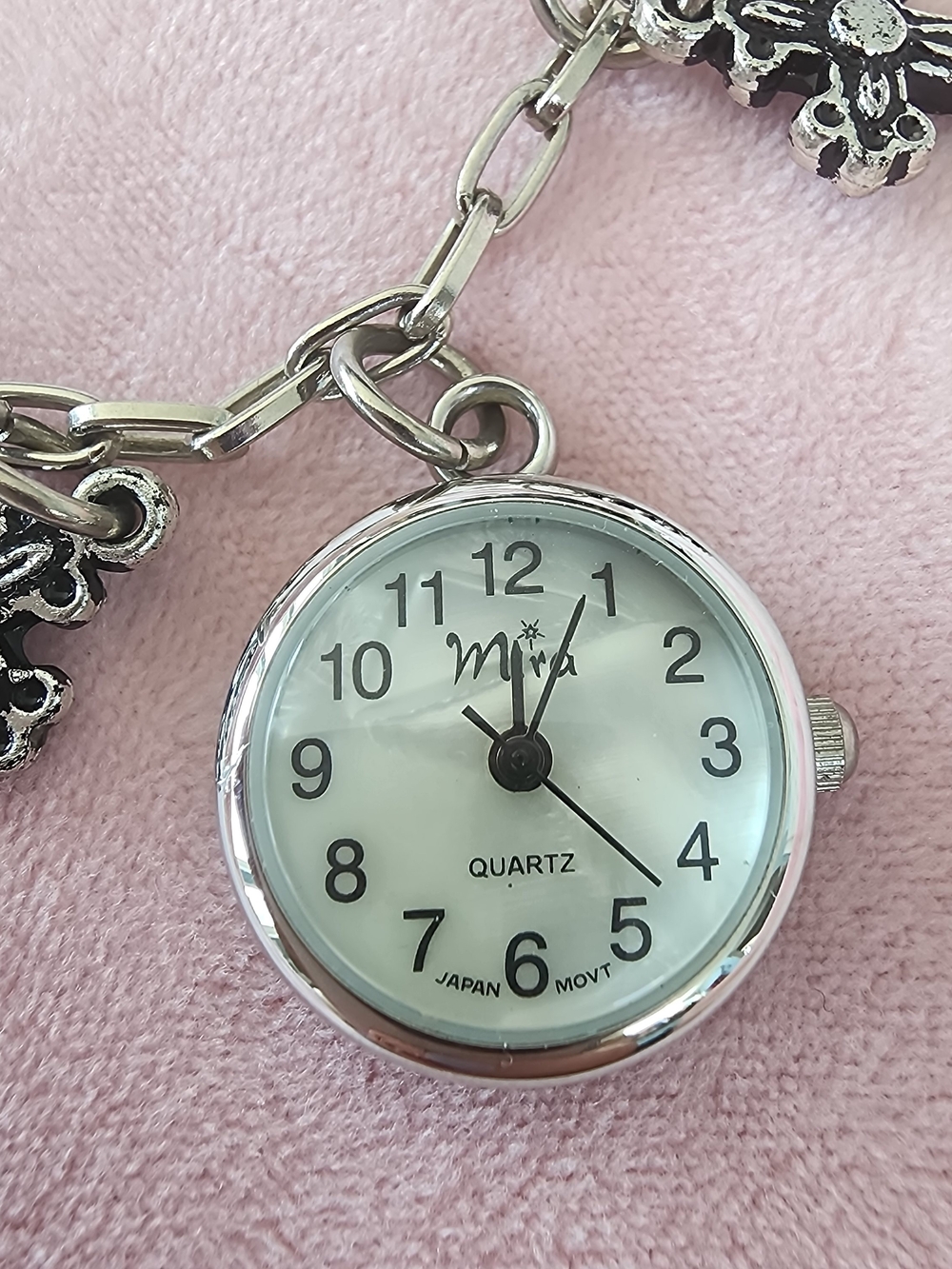 Mira Silver-Tone Quartz Charm Watch Pendant